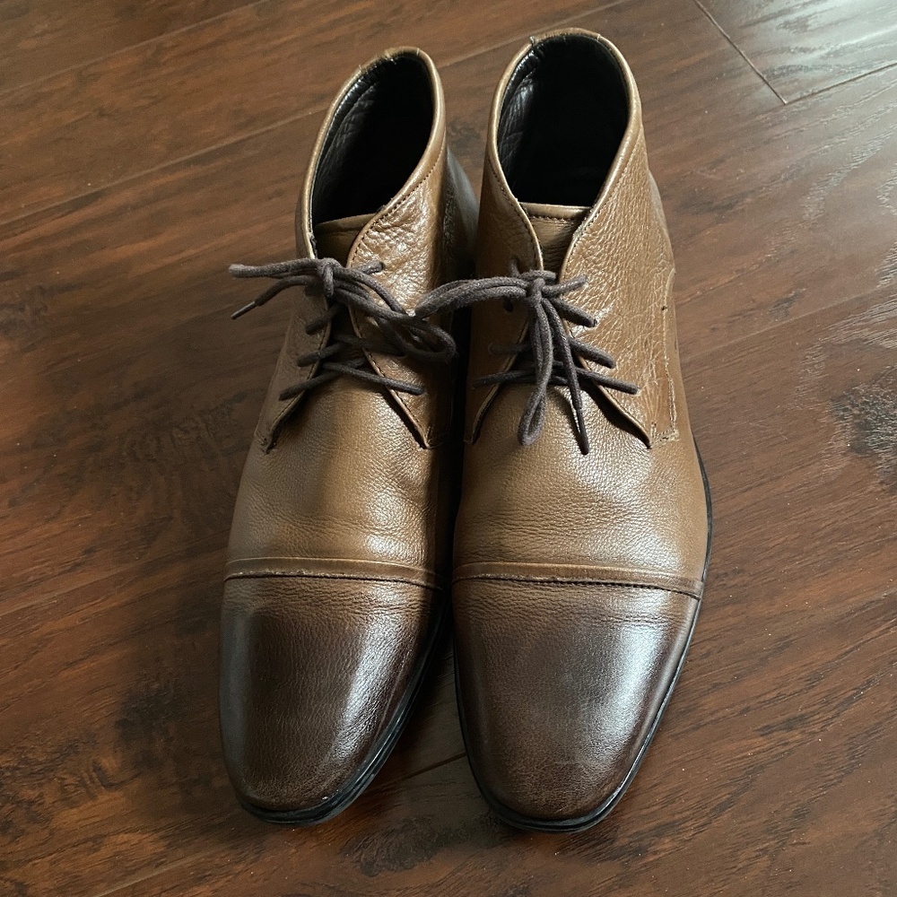 Democrata Gradient Brown Cap Toe Cadet Leather Dress Boots Size 12